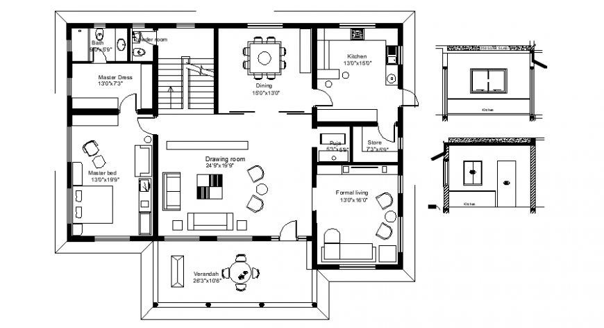 Drawings details of 2d house plan autocad software file