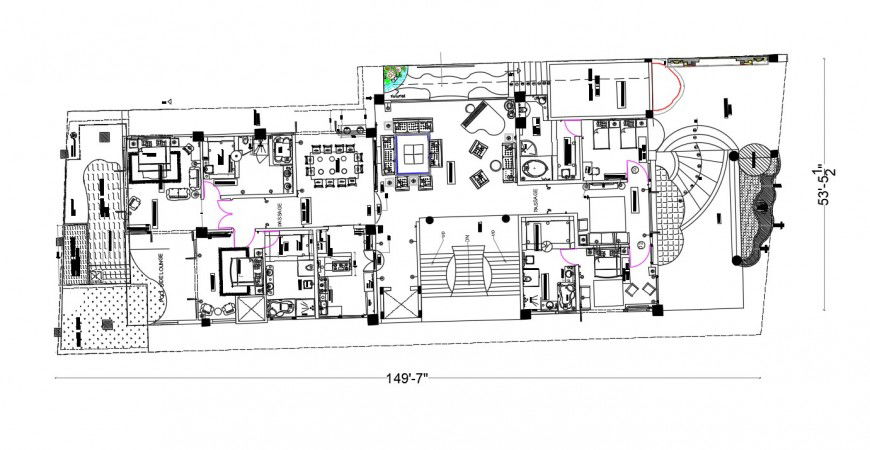 Drawings details of apartment building dwg file