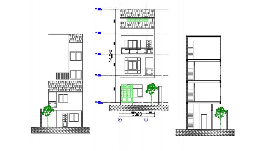 Drawings details of apartment elevation autocad file