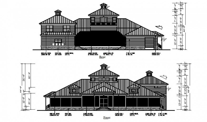 Drawings details of building housing units 2d view elevation autocad file