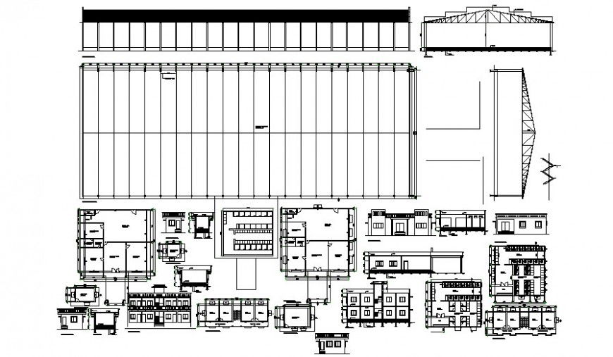 Drawings details of building units plan elevation and section dwg file