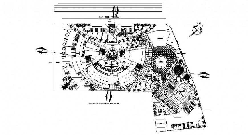 Drawings details of commerce building hub 2d view dwg file
