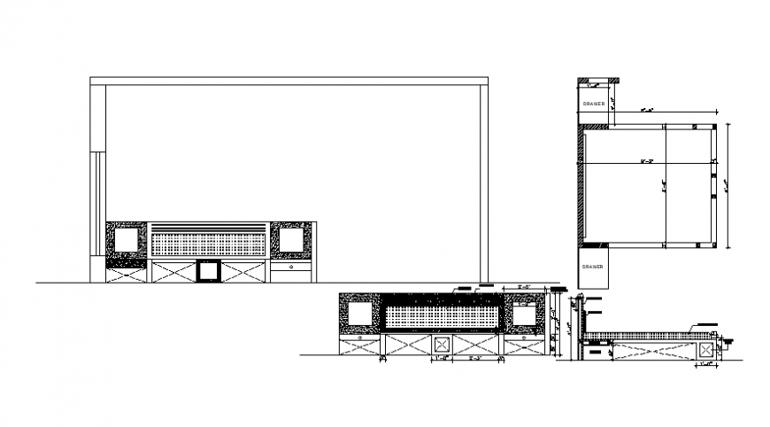 Drawings details of double bed units 2d view elevation dwg autocad file