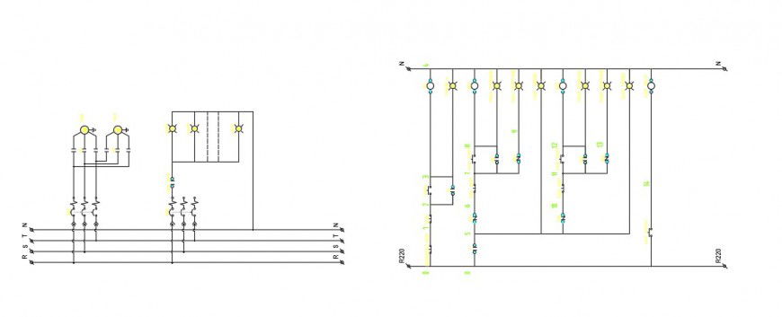 Drawings details of electrical installation wirings 2d view dwg file