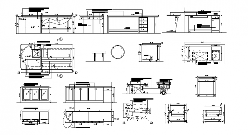 Drawings details of furniture block 2d view elevation dwg autocad file