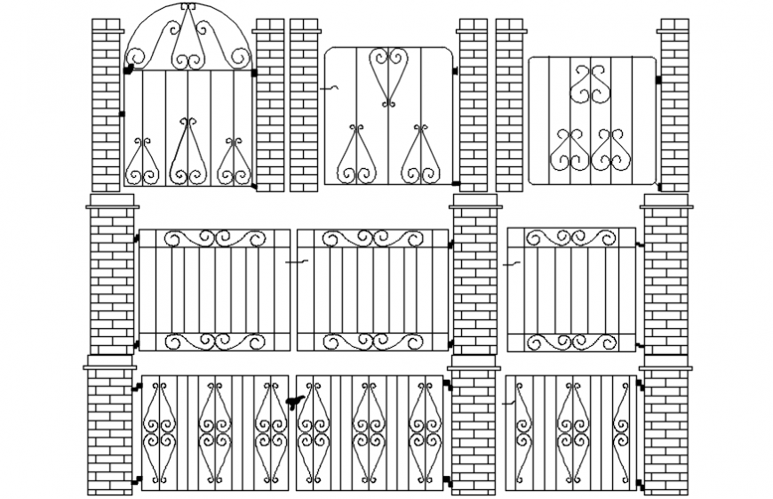 Drawings details of gate 2d view autocad software file