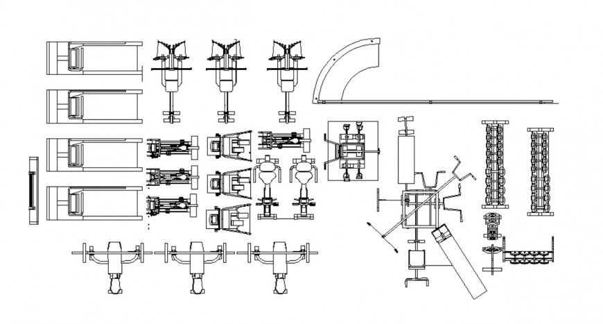 Drawings details of gym block 2d view elevation autocad software file