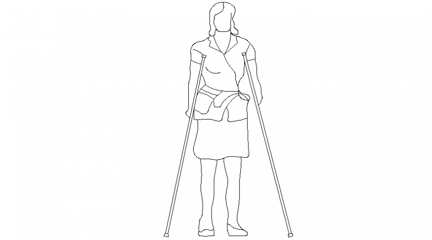 Drawings details of handicap women 2d view autocad file