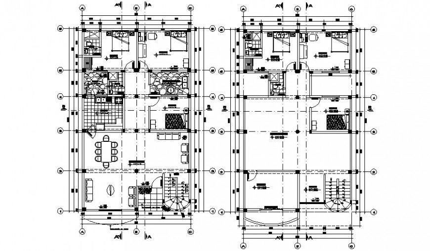Drawings details of house 2d view floor layout plan dwg file