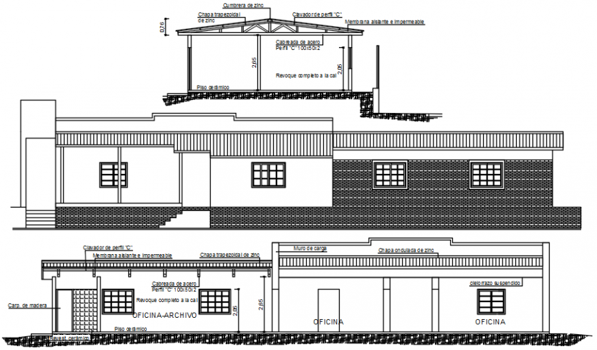 Drawings details of house elevation and section dwg autocad software file