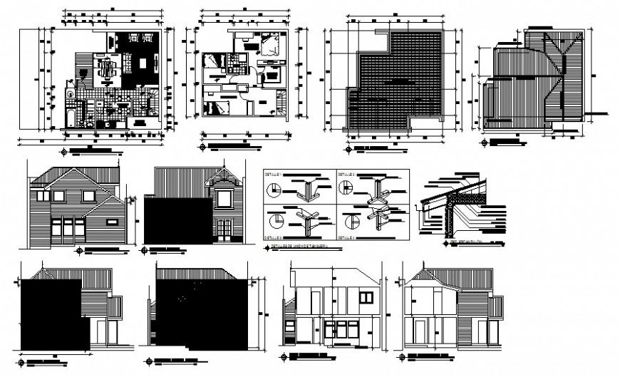 Drawings details of housing apartment 2d view autocad file