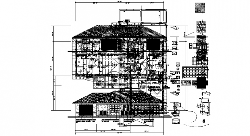 Drawings details of housing apartment plan and elevation 2d view dwg file