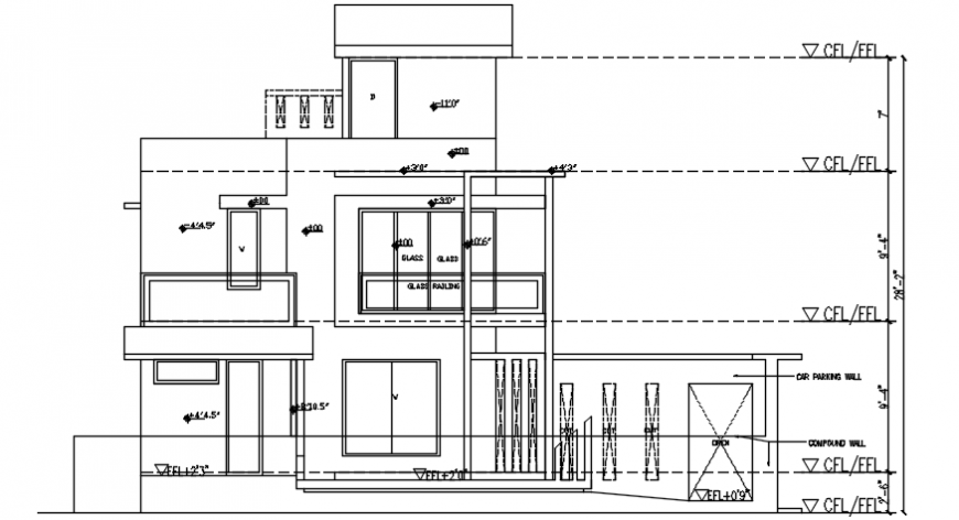 Drawings details of housing blocks elevation dwg autocad file