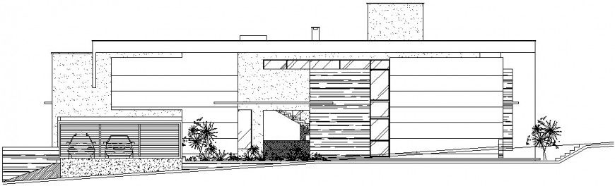 Drawings details of housing bungalow elevation dwg file