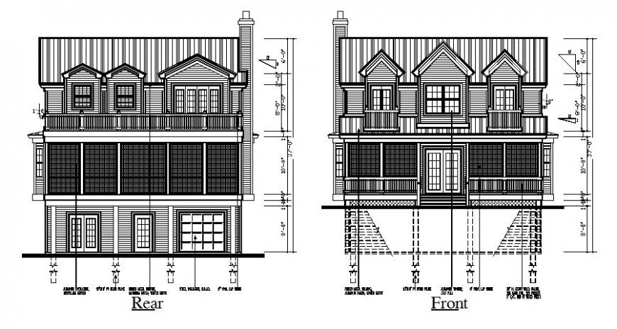 Drawings details of housing units 2d view autocad software file