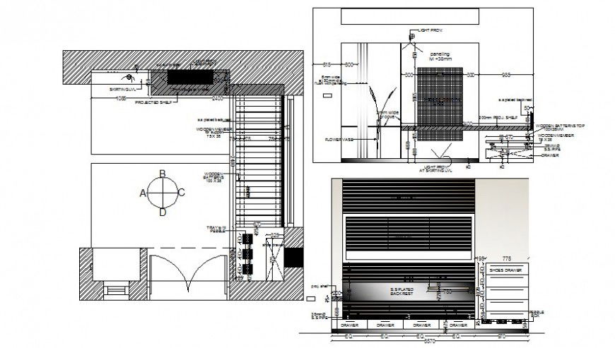 Drawings details of living room area 2d view autocad file