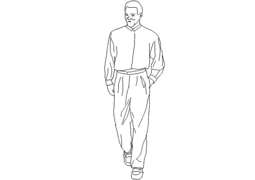 Drawings details of men 2d view people block dwg file