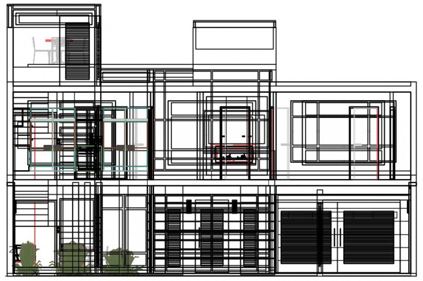 Drawings details of modern house building dwg file