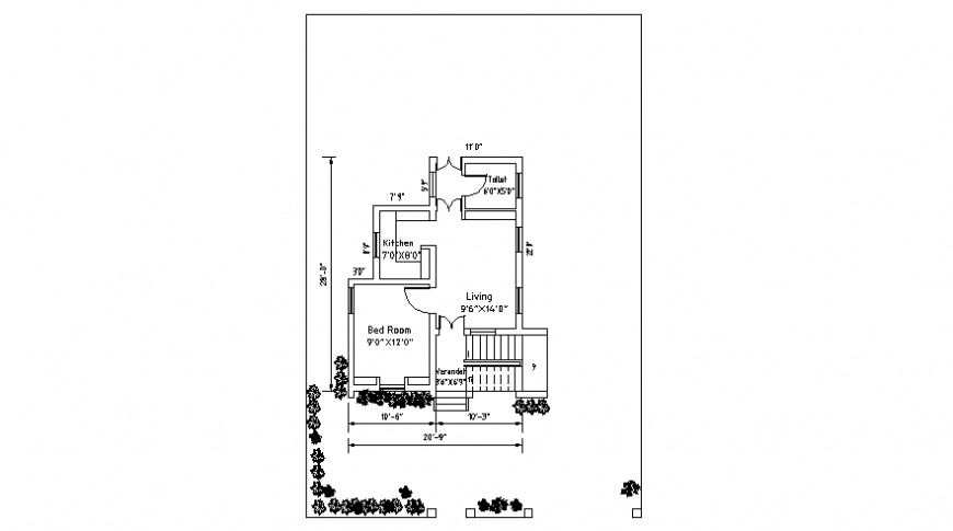 Drawings details of one bhk house autocad software file