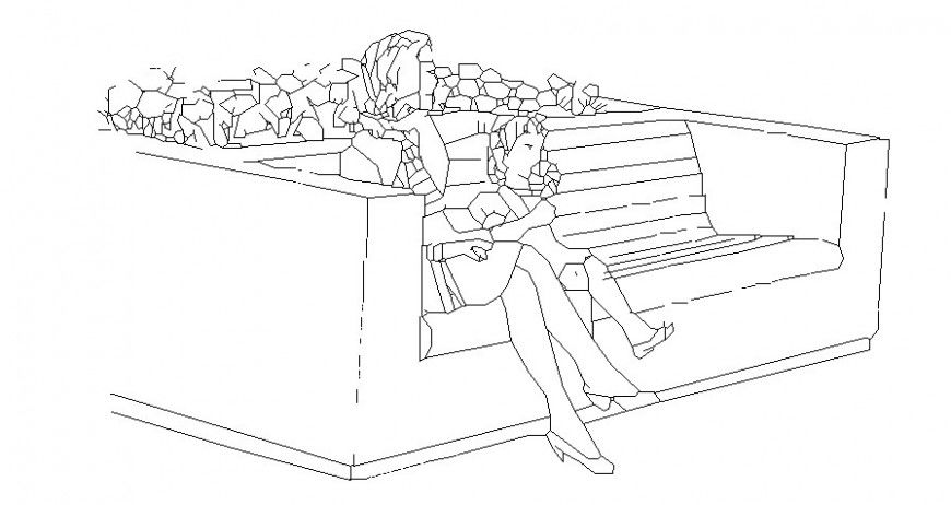 Drawings details of people and furniture blocks in autocad software