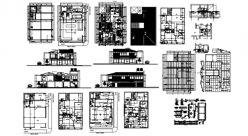 Drawings details of residential housing block dwg file
