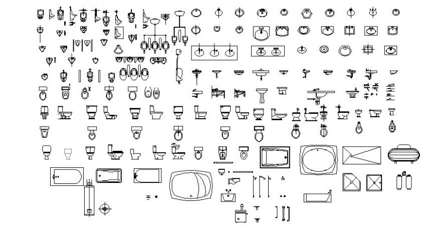 Drawings details of sanitary units 2d view autocad file