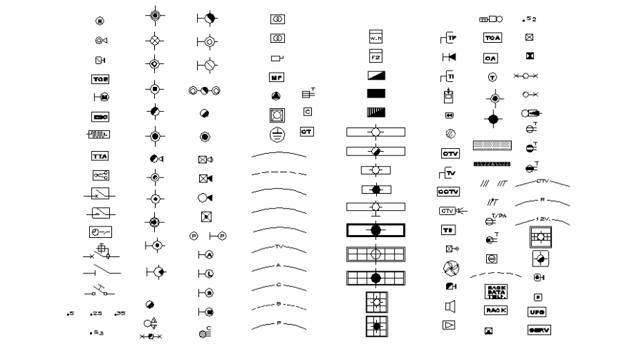 Drawings details of signs and symbols block autocad software file