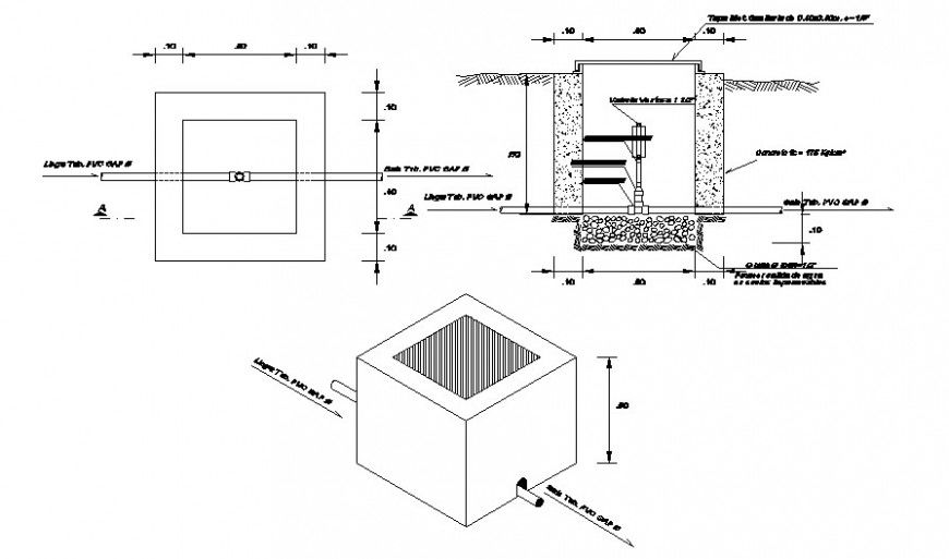 Drawings details of small tank 2d view autocad software file
