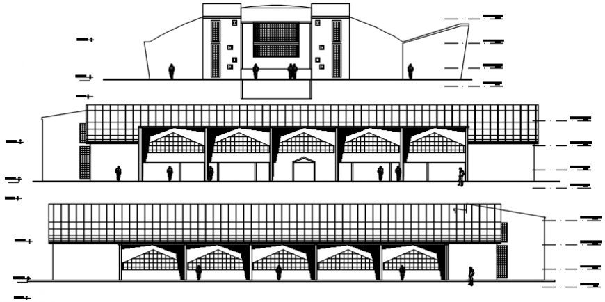 Drawings details of Sports building blocks elevation dwg autocad file