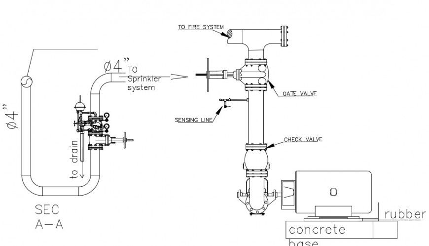Drawings details of sprinkler irrigation system dwg file