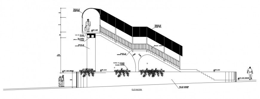 Drawings details of staircase elevation autocad software file