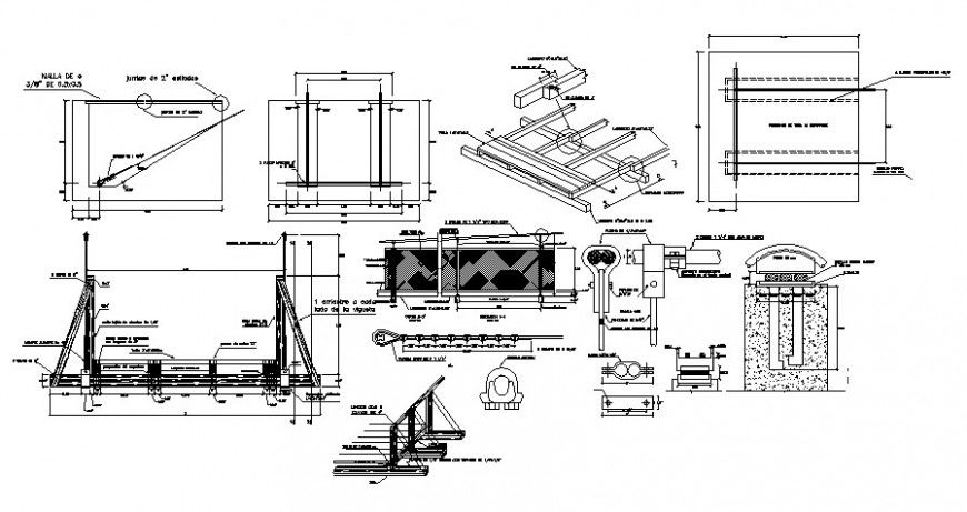 Drawings details of structural units 2d view autocad software file