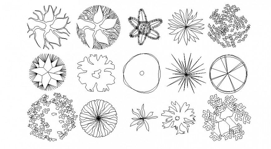 Drawings details of trees landscaping units layout autocad file