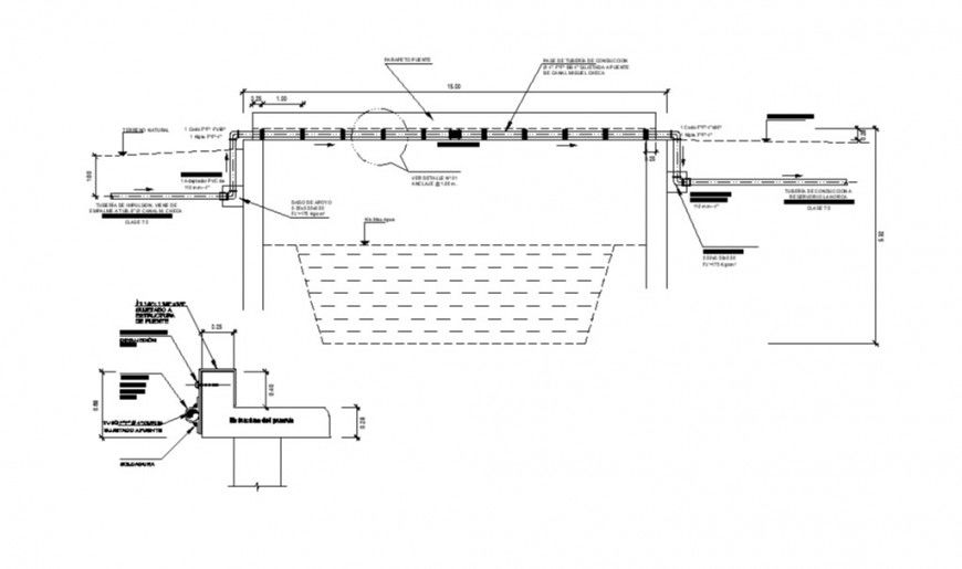 Drawings details of water tank block 2d view dwg autocad file