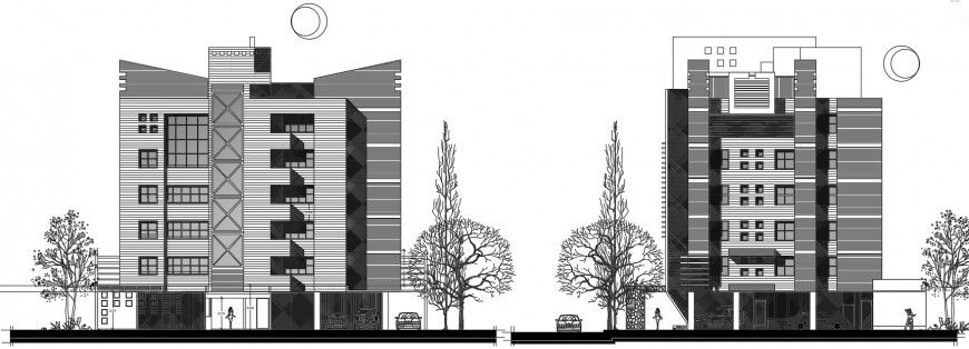 2D Apartment Elevation CAD Drawing in AutoCAD DWG File