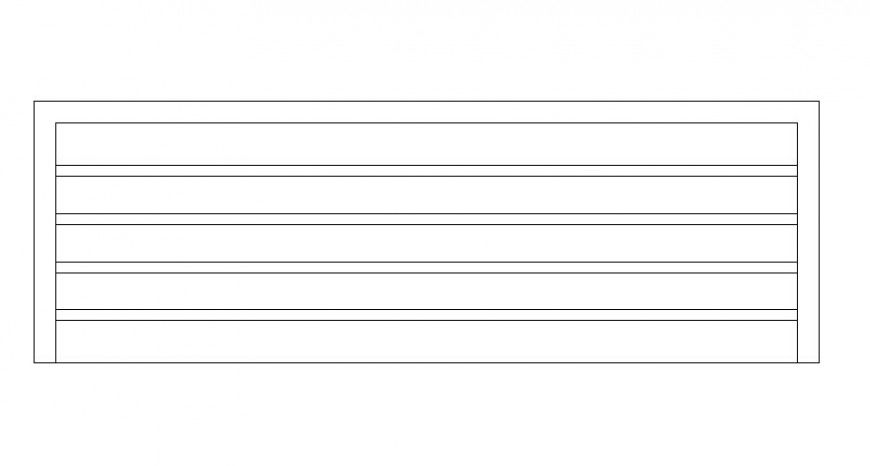 Drawings elevation of bench 2d view autocad file