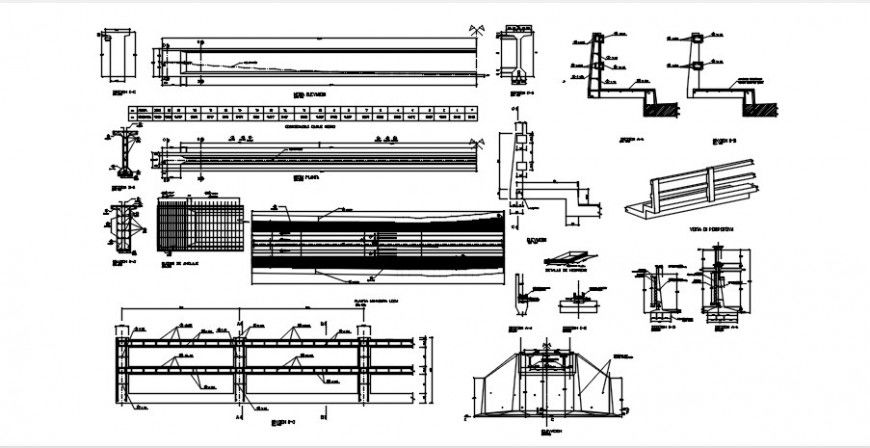 Drawings of bridge 2d view structural blocks detailing dwg file