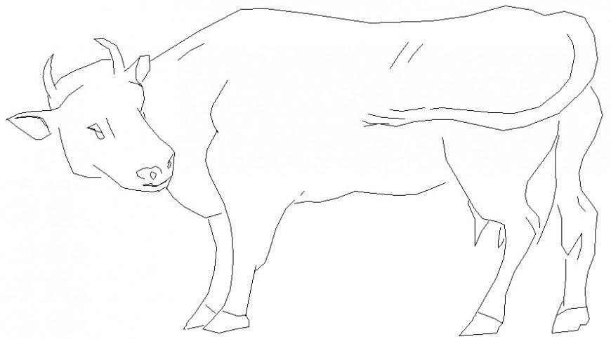 Drawings of cattle cow animal block 2d view elevation dwg file