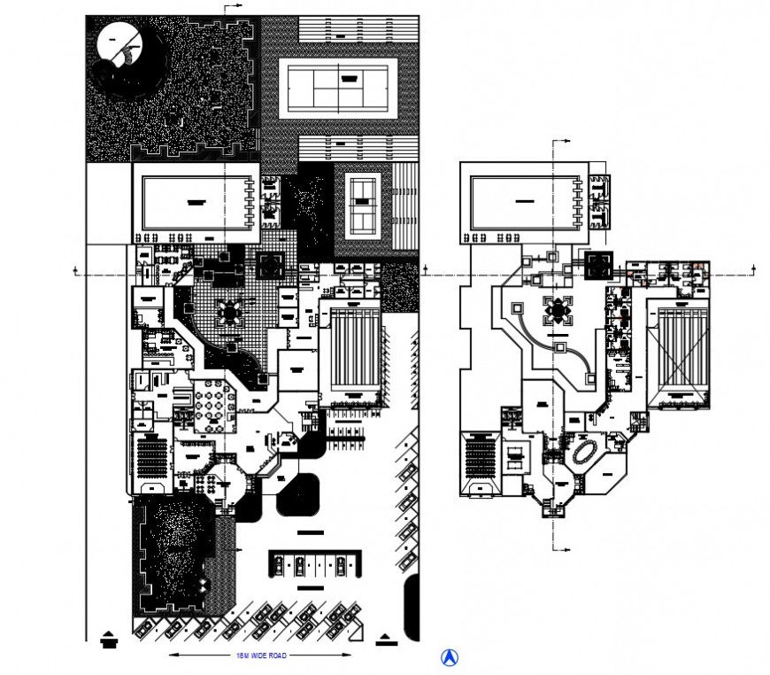 Drawings of clubhouse work plan details in autocad software file