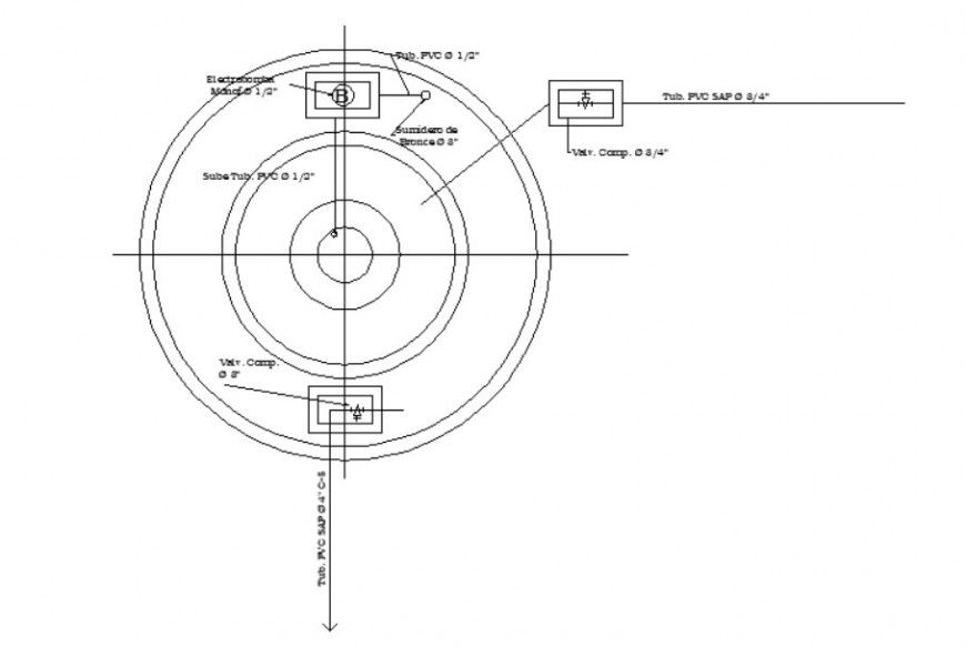 Drawings of fountain 2d view plan autocad software file