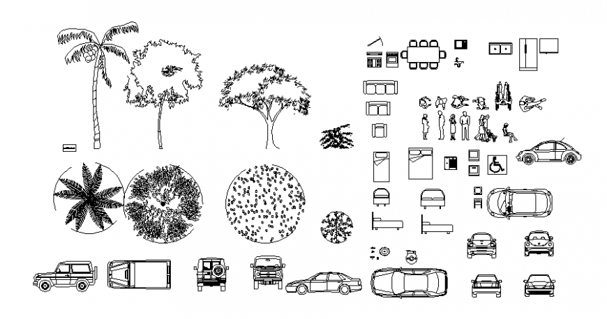 Drawings of furniture and household blocks library 2d view dwg file