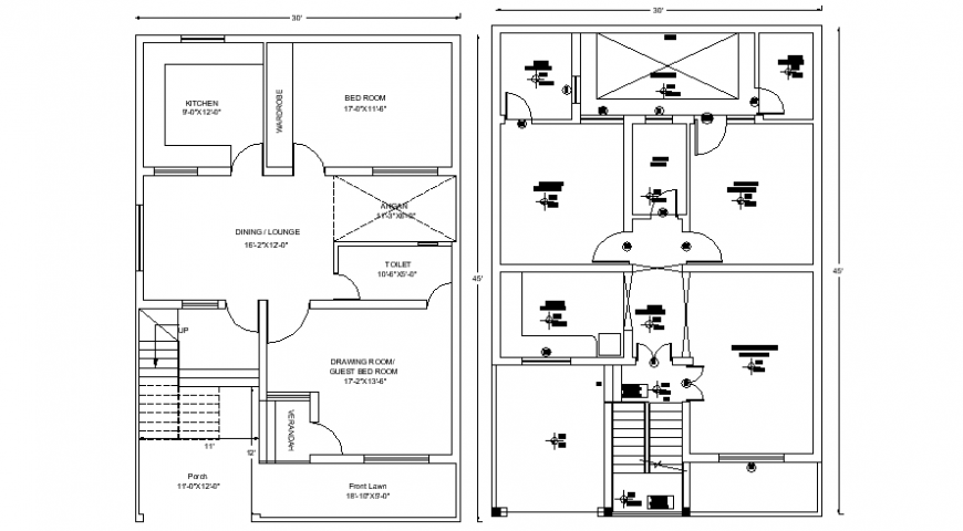 Drawings of house layout floor plan in autocad software file