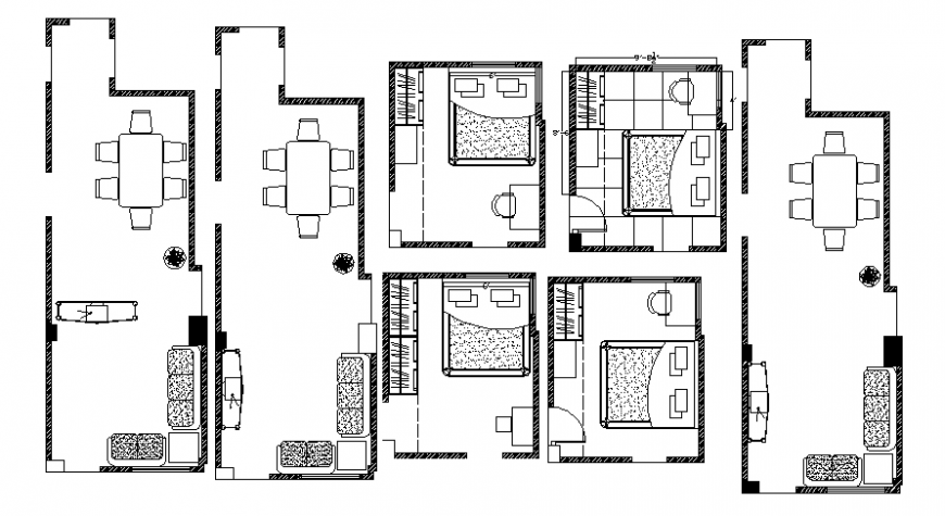Drawings of house rooms 2d view layout plan dwg autocad file