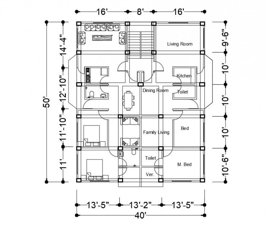 Drawings of housing bungalow 2d view elevation details autocad file