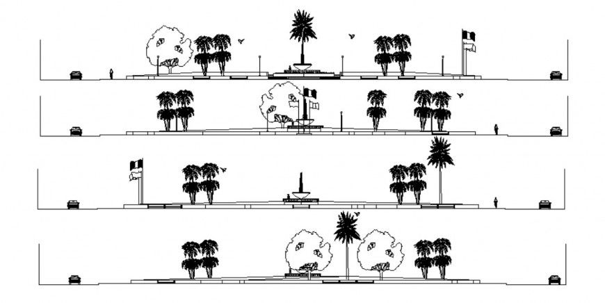 Drawings of landscaping blocks with other details in autocad file