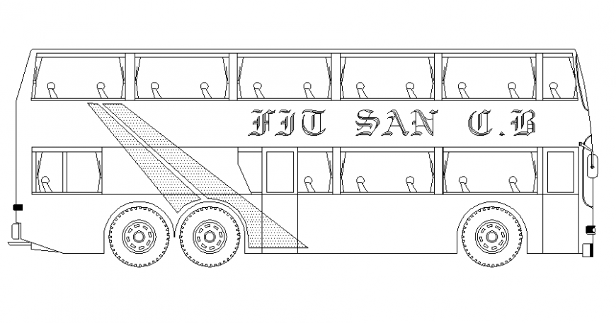 Drawings of luxury bus elevation of vehicle blocks autocad file