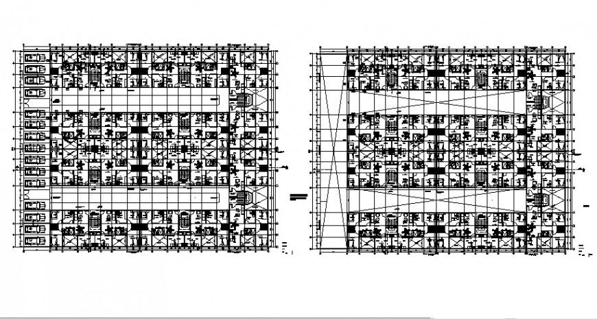 Drawings of Multi-family project 2d view floor plan autocad file