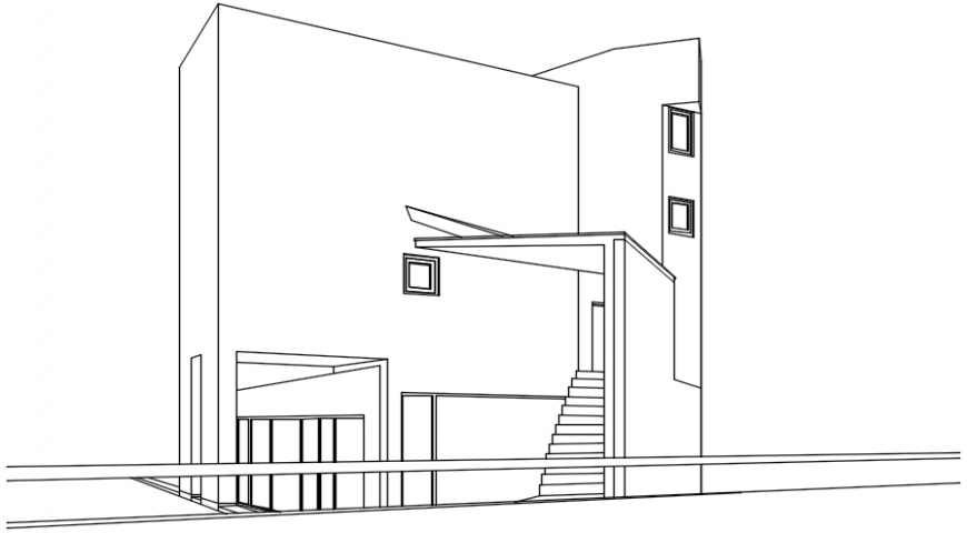 Drawings of residential bungalow 3d model autocad software file