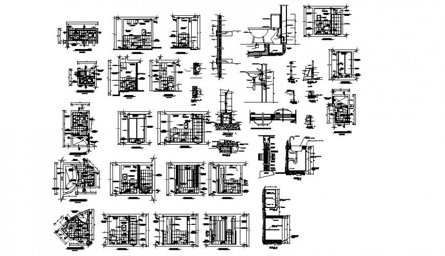Drawings of sanitary toilet area 2d view section and plan autocad file