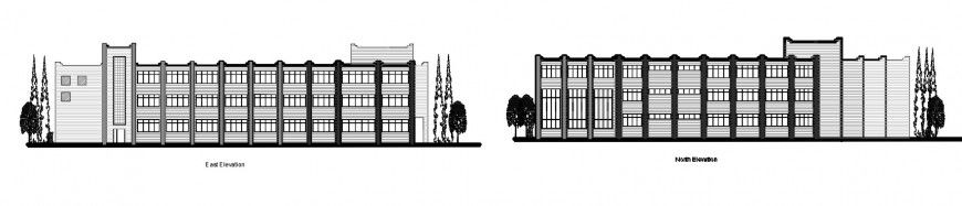 Drawings of school building elevation dwg autocad file